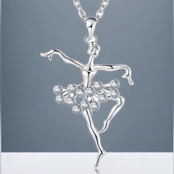 Bee Happy Market Boutique Jewelry - Ballerina Necklace Contemporary Ballet Artsy Sparkling Rhinestone Tutu
